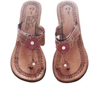 Boho Gypsy Leather Slip-on Festival Size 9 Sandals